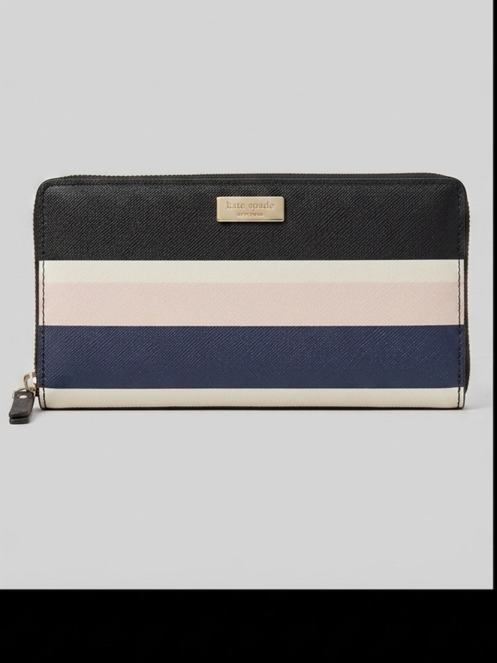 kate spade Navy, Cream & Pink Wallet with Gold Logo